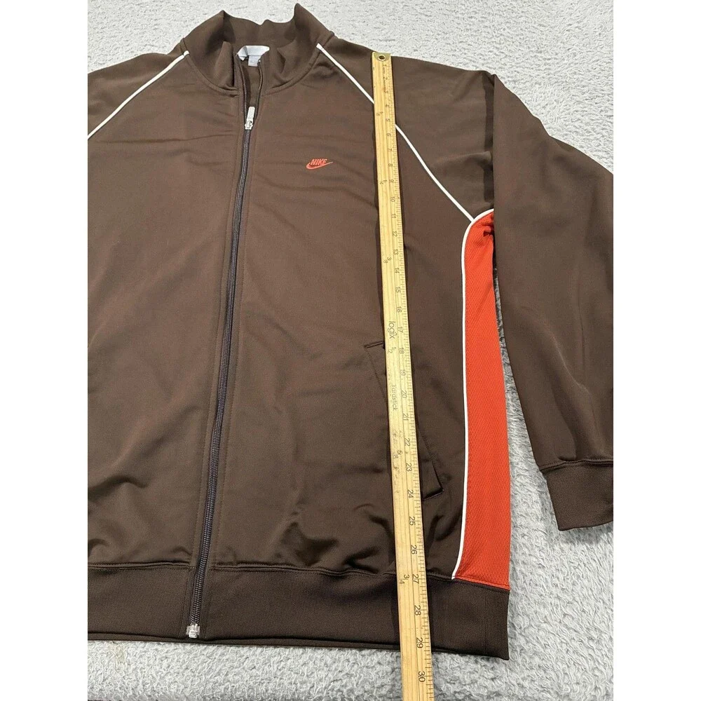 Nike Jacket Mens XL Brown Orange Track Full Zip Piping Logo Colorblock VTG Y2K